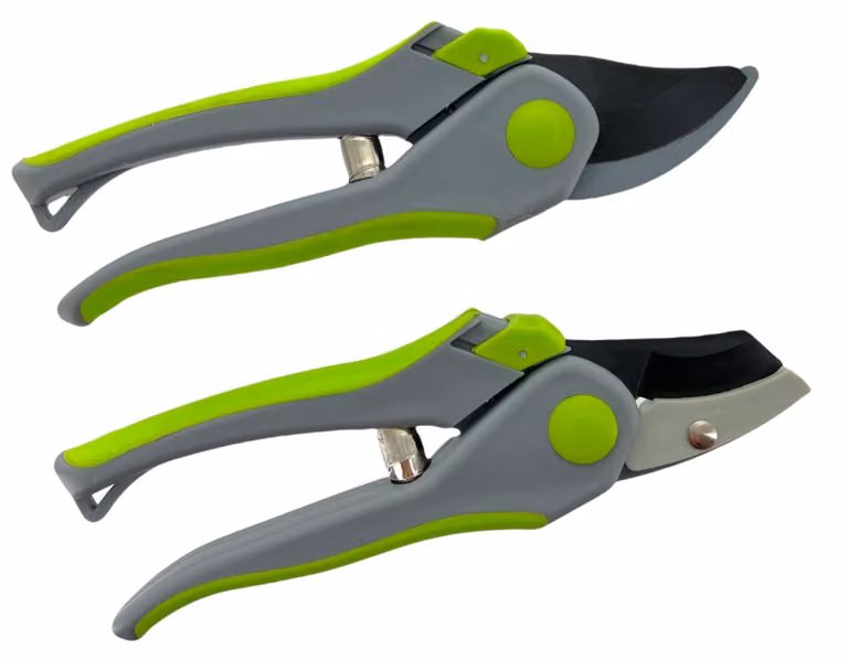 Omgoods - Set di 2 forbici da potatura - Forbici da potatura a bypass/a lama - Rivestimento antiaderente ILAFLON - Lunghezza 20 cm - Manici robusti - Adatte sia per destrorsi che per mancini - Forbici da giardino