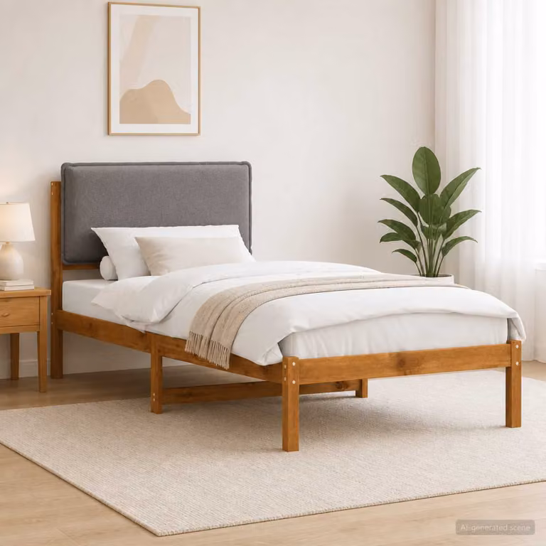 vidaXL Letto con Testiera Rivestita Naturale e Grigio Chiaro
