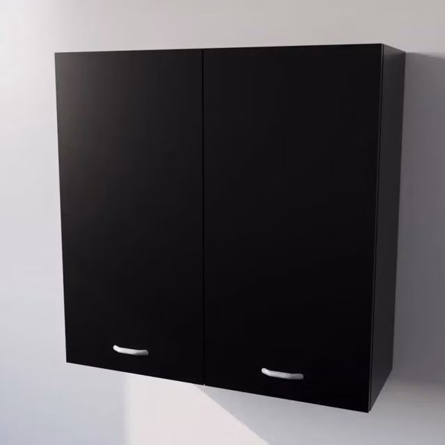 Pensile da cucina Calandrelli con 2 ante, nero opaco, H 90 x L 90 x P 33 cm