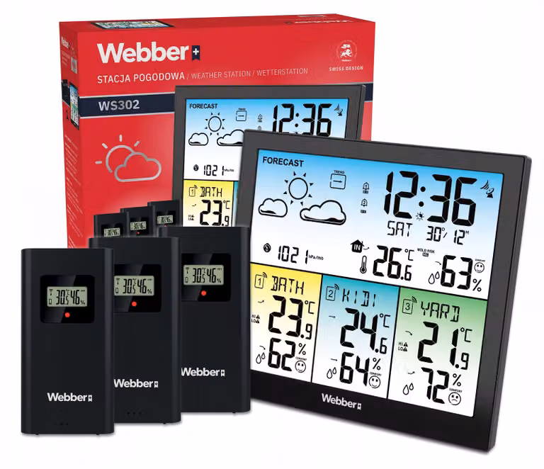 Stazione Meteorologica Webber Ws302, 3 Sensori Esterni, Dcf, Termometro, Igrometro
