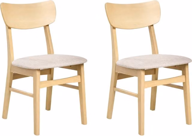 Set di 2 sedie da pranzo Struttura in legno di gomma scuro Seduta in tessuto poliestere grigio chiaro Design retrò senza braccioli