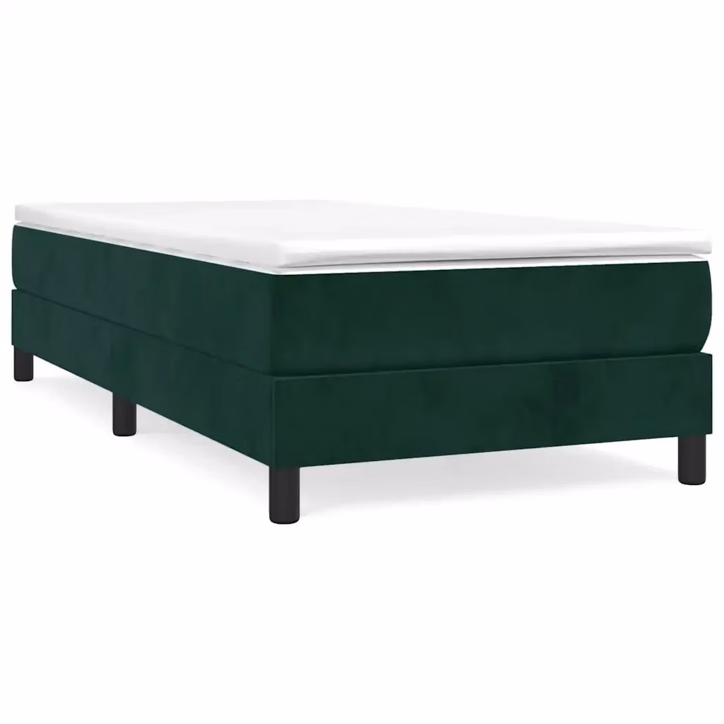 Letto Ibrido con Giroletto a Molle e Materasso vidaXL in Velluto Verde Scuro e Bianco L/P: 120 x 200 cm – 2