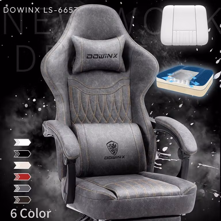 Sedia ergonomica da gaming - Sedia da ufficio - Sedia da corsa - Sedia per computer - Sedia da gaming nera/grigia