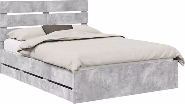 Letto matrimoniale | Letto per adulti | Struttura del letto con cassetto Grigio cemento 150 x 200 cm