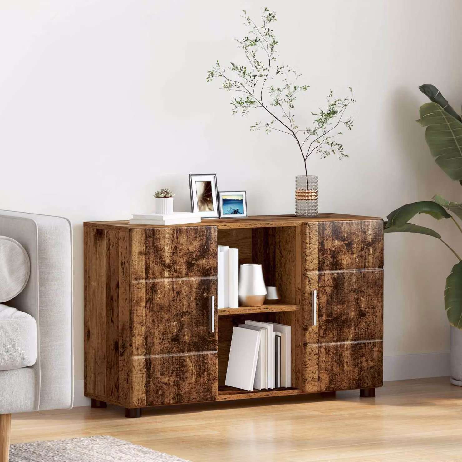 Credenza vidaXL FLORIN in legno vecchio marrone L: 88,5 cm, P: 30,5 cm, H: 55,5 cm