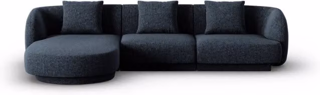 Divano angolare sinistro Tulum Cosmopolitan Design a 4 posti in ciniglia blu reale L 255 x P 70 x H 99 cm