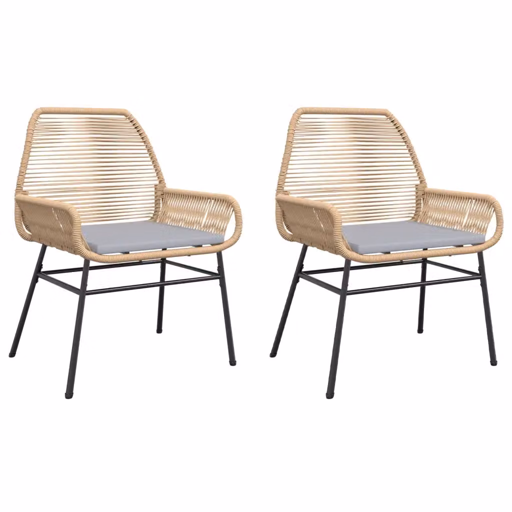 Set di 2 sedie da giardino vidaXL in polyrattan marrone con cuscini in tessuto resistente ai raggi UV – 2