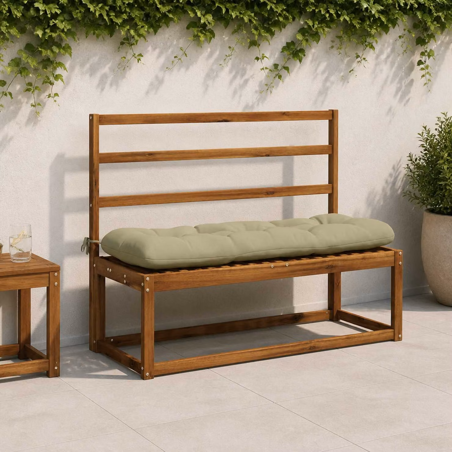 Cuscino per panchina vidaXL VIANEN verde chiaro in poliestere con rivestimento rimovibile L 120 x P 40 x H 12 cm