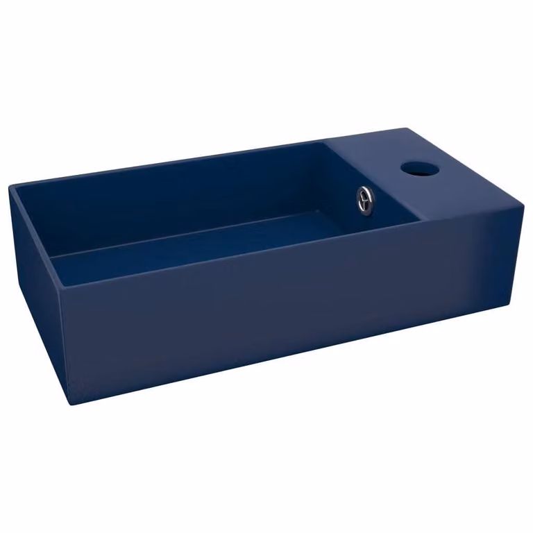 Lavandino con Troppopieno in Vetroceramica Blu Scuro