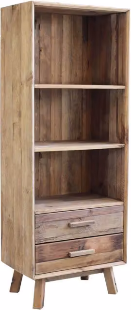 LIBRERIA JUSTIN IN LEGNO DI PINO RICICLATO 2 CASSETTI,3 RIPIANI 60 X 40 X 160 CM