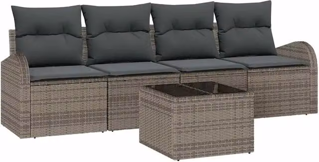 Set Divano da Giardino | Set Salotto da Giardino Grigio 55 x 55 x 37 cm polyrattan