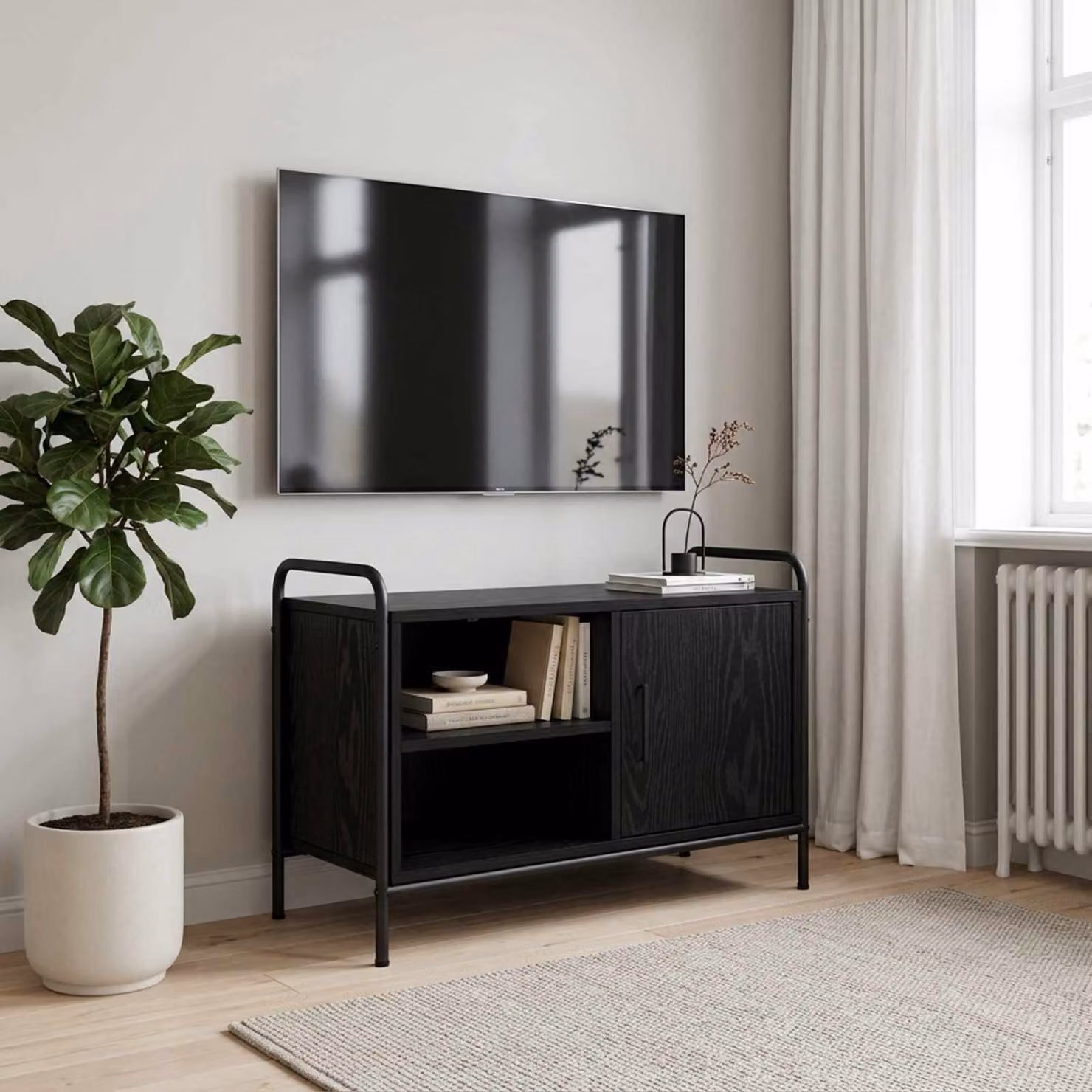 vidaXL Mobile TV 67,5 x 33 x 50 cm Rovere Nero