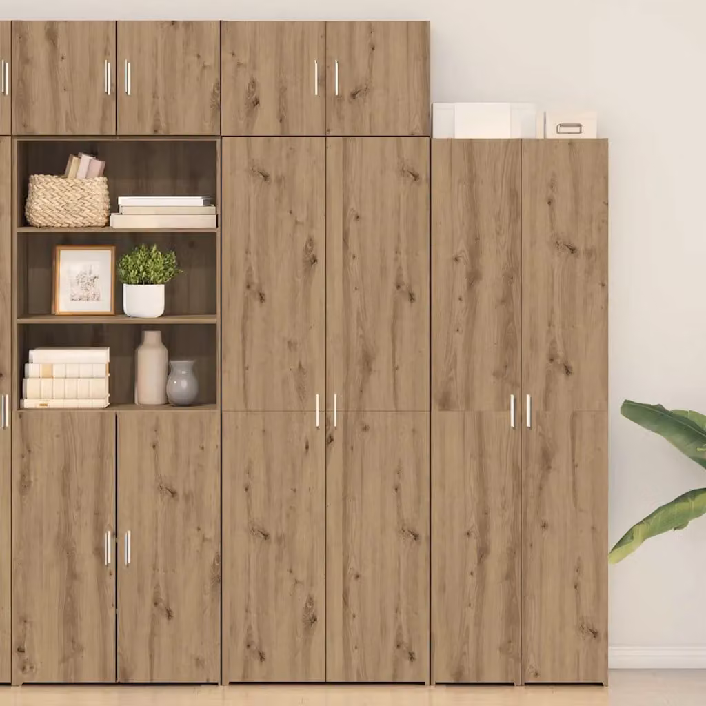 Set di 2 armadi vidaXL in rovere marrone con ante a battente e ripiani interni L/P/H: 70 x 42,5 x 225 cm
