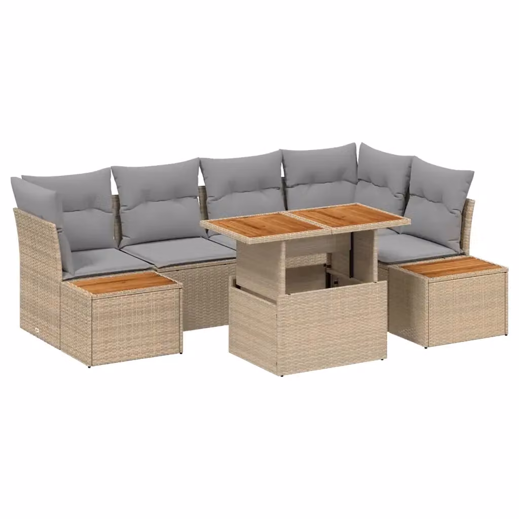Set Divano da Giardino 10 Pezzi vidaXL in Rattan Beige con Cuscini e Struttura in Acciaio – 2