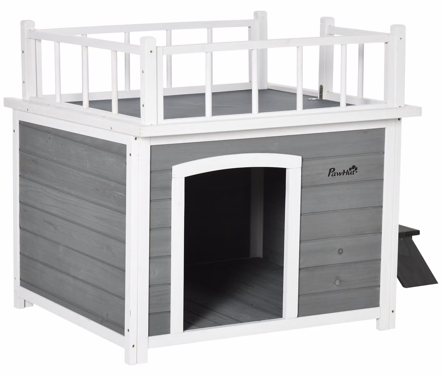 PawHut: cuccia per cani con balcone, casetta rialzata per piccoli animali con scaletta e finestra