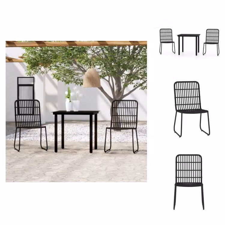 vidaXL Set da pranzo da giardino 3 pezzi nero - Set di mobili da giardino