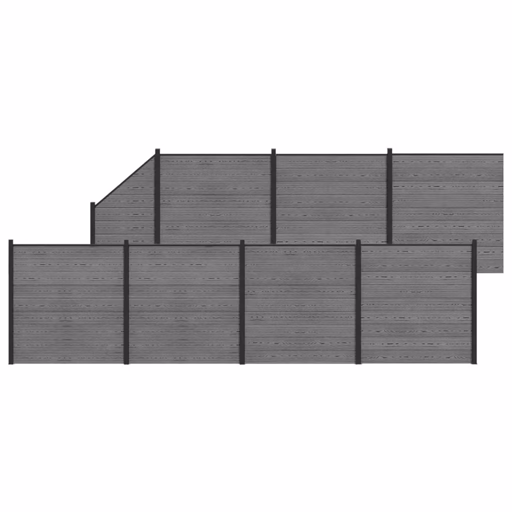 Set di recinzione vidaXL in WPC e alluminio grigio, L: 1311 cm, H: 186 cm – 2