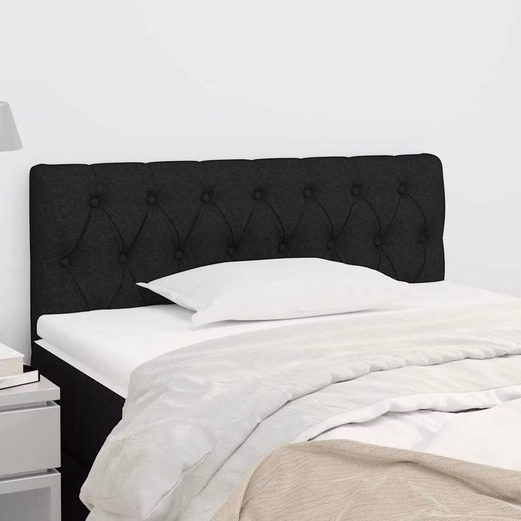 Testiera per letto vidaXL in tessuto nero con struttura in legno di larice, L: 100 cm, P: 7 cm, H: 78-88 cm