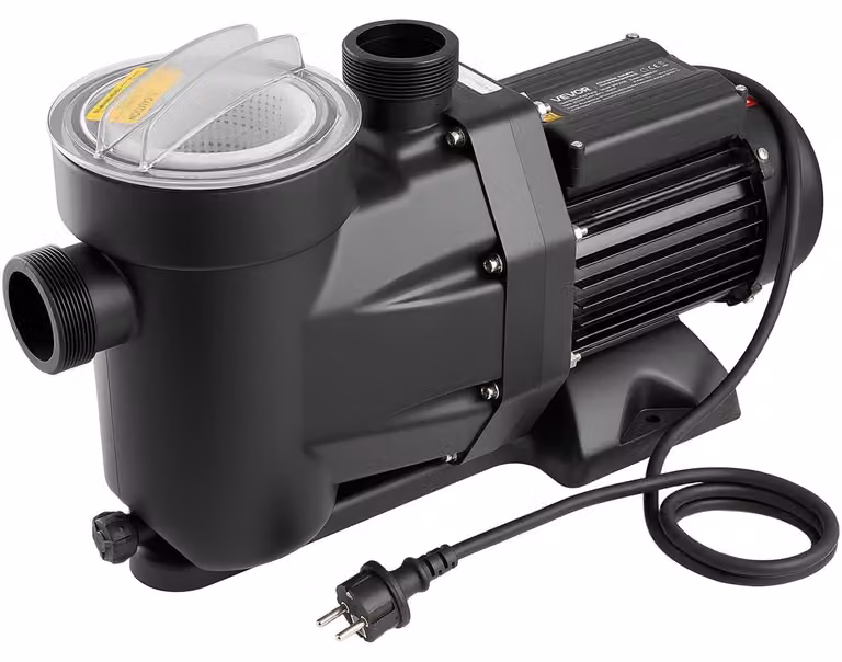 Pompa per piscina, 1300 W, portata massima 28.800 l/h, a velocità singola, alimentazione CA 220-240 V, 2850 giri/min, prevalenza massima 17 m, con timer 24 ore e cestello filtrante, per piscine fuori terra e interrate, vasche idromassaggio e spa