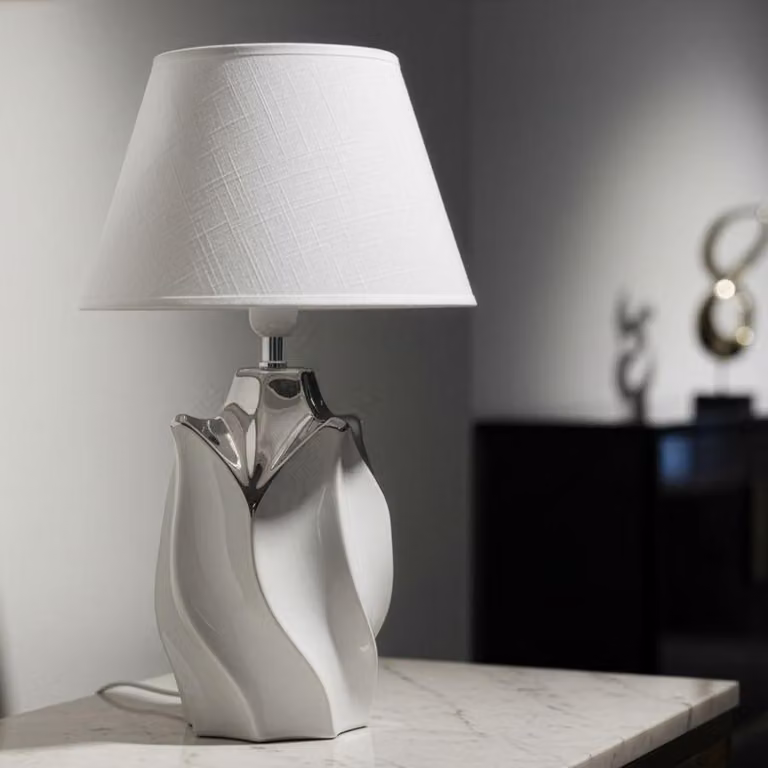 Mauro Ferretti Shiney Lampada da tavolo 30x51 cm Bianco Argento