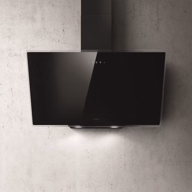 Cappa a parete Elica SHIRE BK/A/90 nero con display LED e finitura in vetro L: 89.8 cm