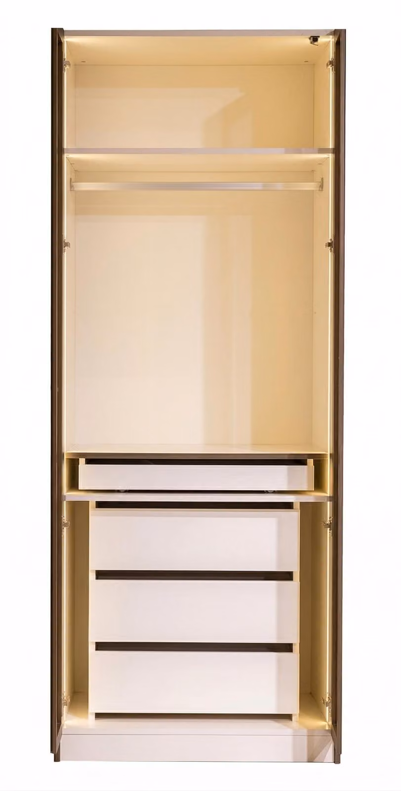 Armadio 2turiger con cassetti, color beige, stile moderno, funzionale