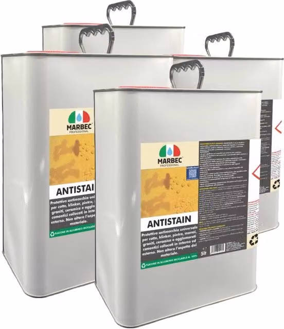 Trattamento per pavimenti e rivestimenti Marbec ANTISTAIN colore silver confezione da 4 x 5 l – 1