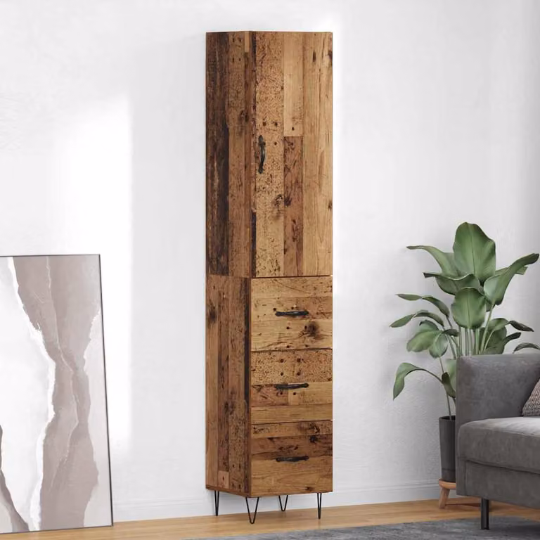 Credenza moderna vidaXL in legno e metallo marrone con ante a battente e ripiani interni L: 34,5 cm, P: 34 cm, H: 90 cm