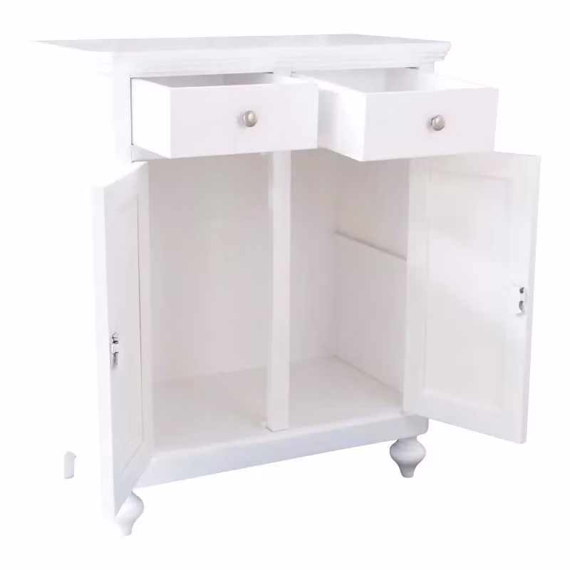Credenza arte povera in legno bianco opaco con 2 ante Mobili 2G L/P/H: 80 x 43 x 97 cm – 3