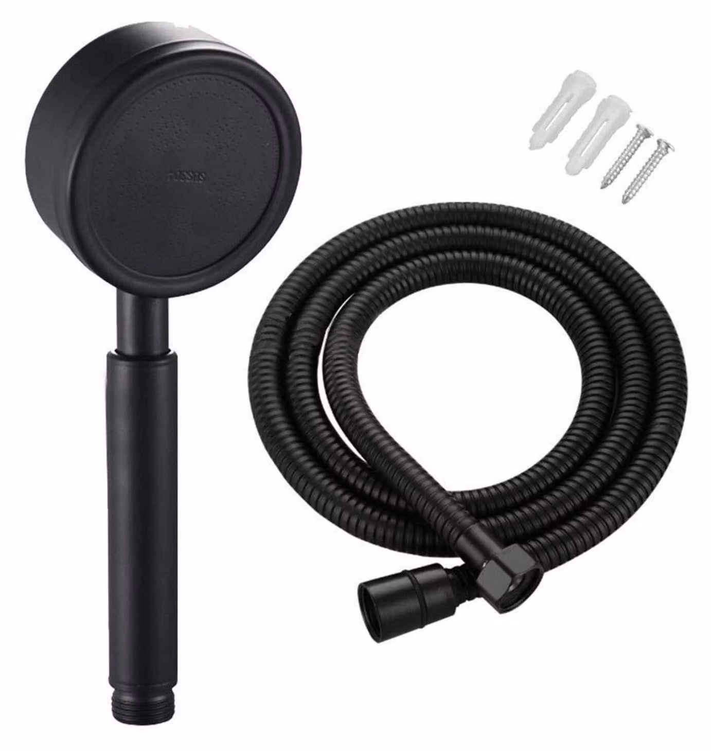 Set doccia con soffione, flessibile, doccetta manuale da 80 mm, lunghezza del flessibile 1,5 metri, acciaio inossidabile, a risparmio idrico, colore nero