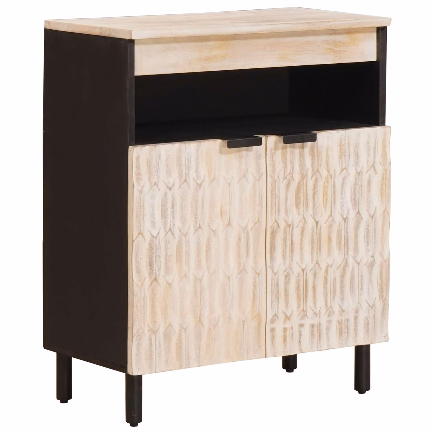 Credenza moderna vidaXL in legno e metallo con finitura bianco lavato L: 60 cm, P: 33 cm, H: 75 cm