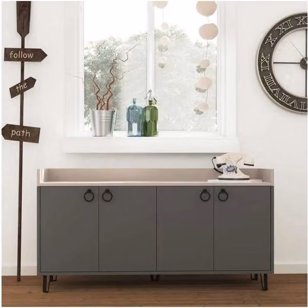 Madia 4 ante Dea 140x36x80 h colore antracite tortora