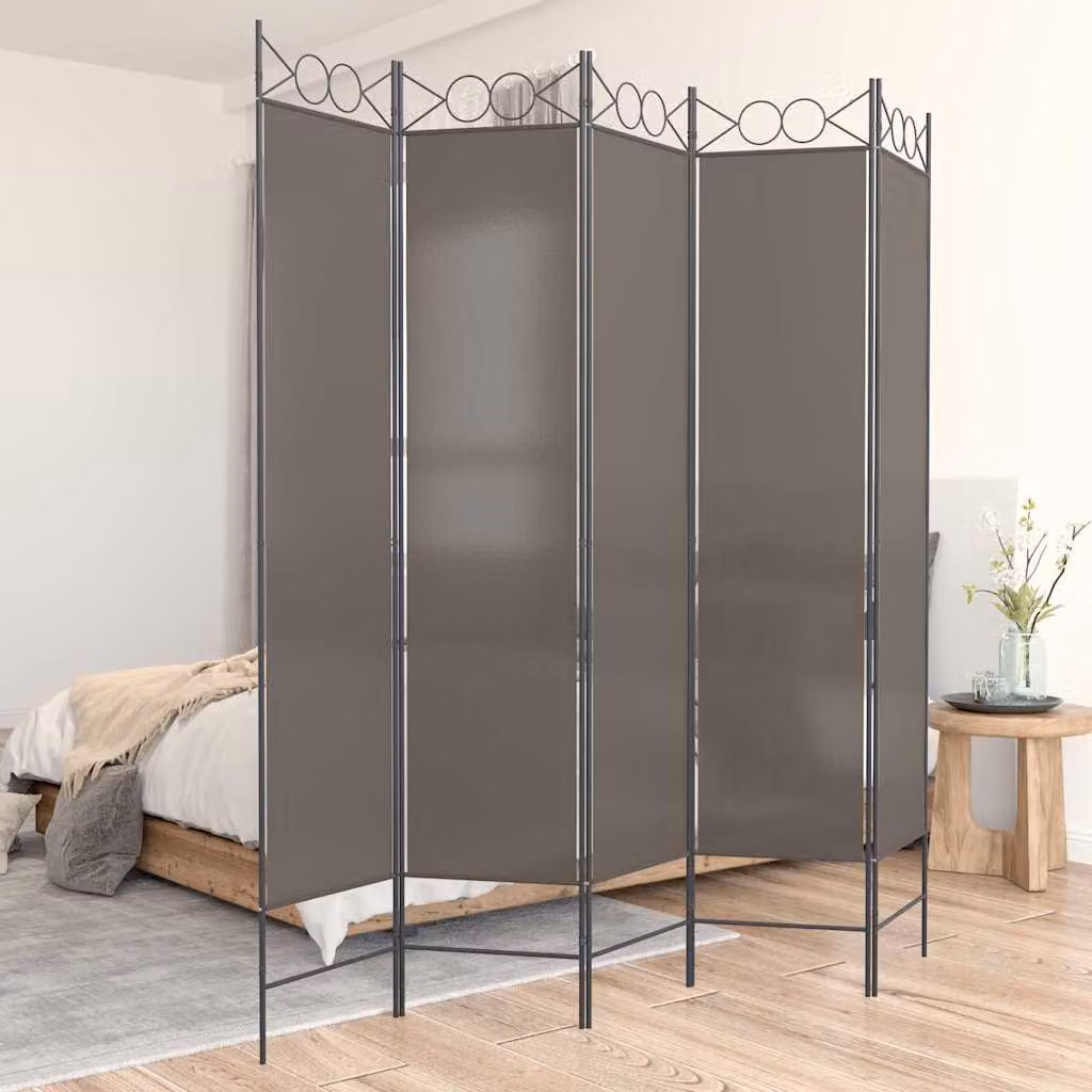 Divisorio a 5 Pannelli vidaXL Antracite in Tessuto L 200 cm x H 200 cm