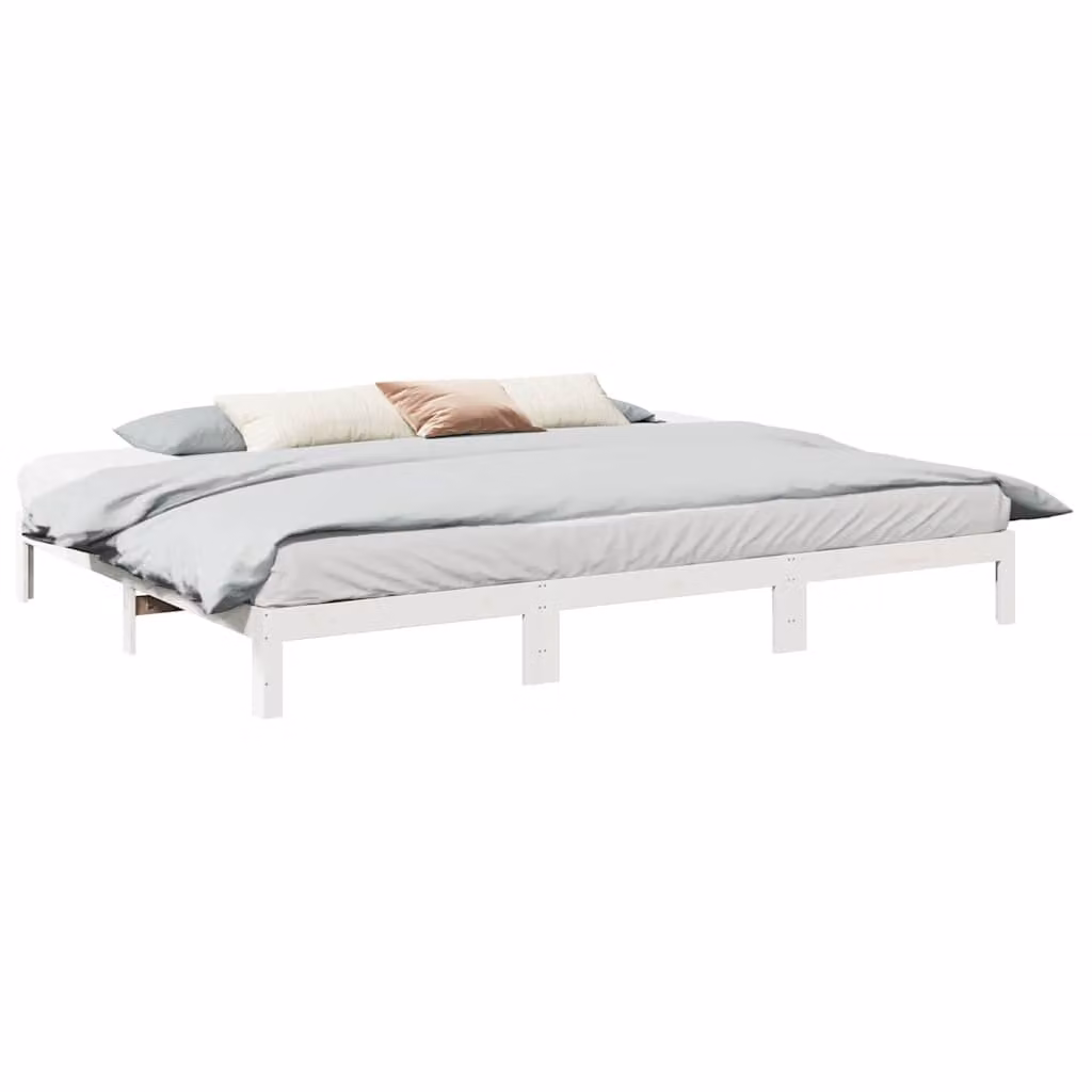 vidaXL Giroletto Familiare in Legno di Pino Bianco con Doghe Rigide L: 270 cm, P: 203,5 cm