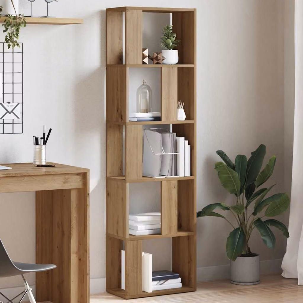 Libreria vidaXL in legno e MDF marrone con pannello posteriore, L 45 cm x P 24 cm x H 159 cm
