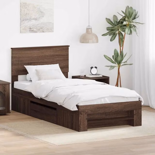 Struttura del letto Rovere Marrone 75 x 190 cm 3408815