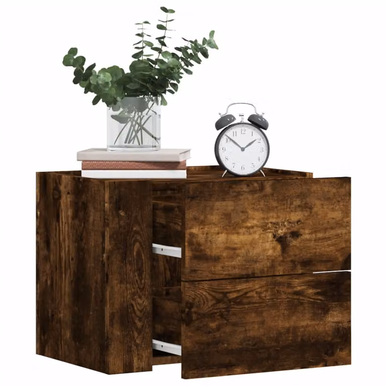 Comodino a muro vidaXL in rovere fumo marrone L: 45 cm, P: 30 cm, H: 35 cm
