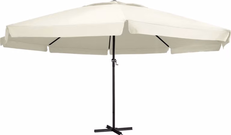 Ombrellone The Living Store con asta in alluminio 600 cm bianco sabbia