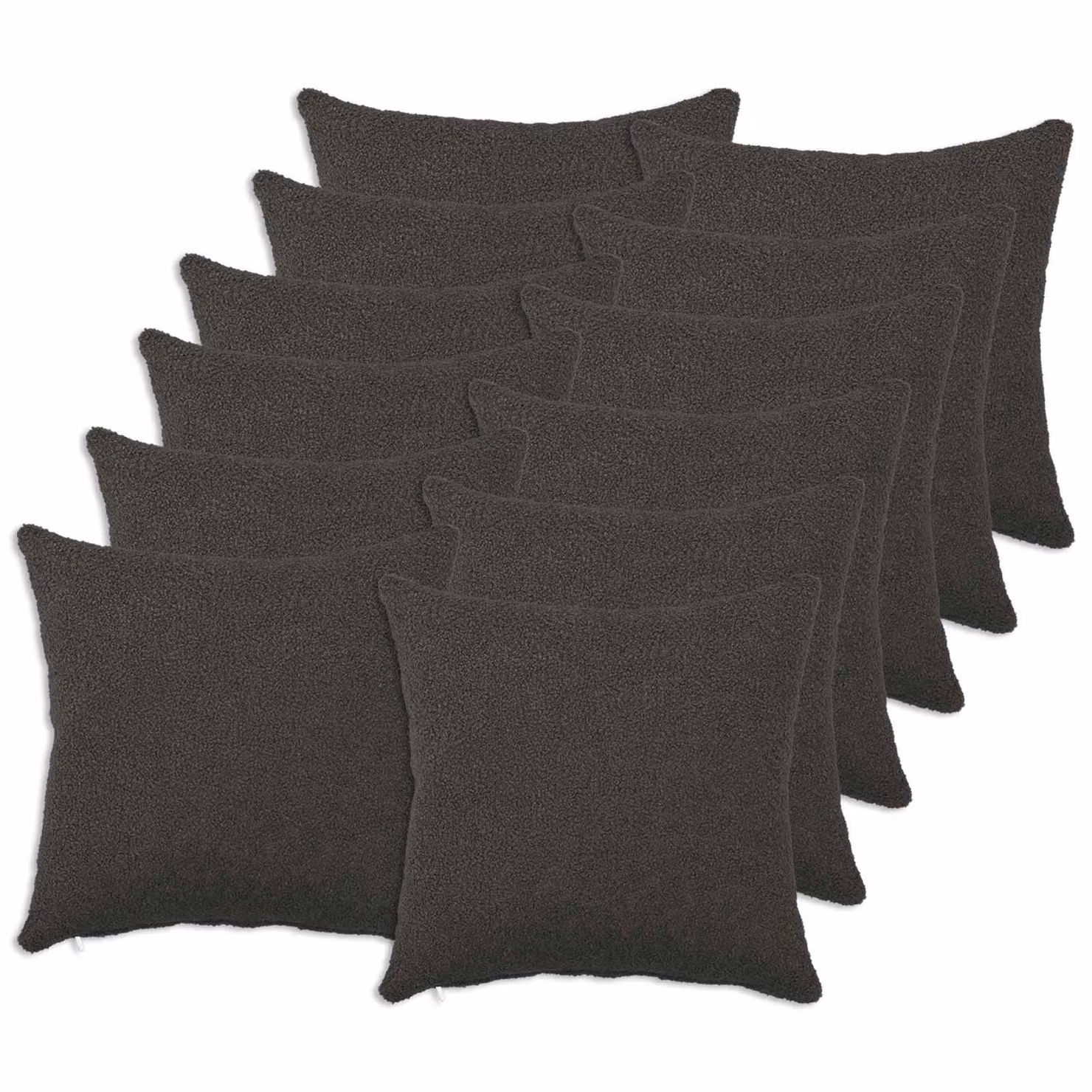Set di 12 federe vidaXL HEERLEN in tessuto bouclé grigio scuro, L/P: 40 x 40 cm