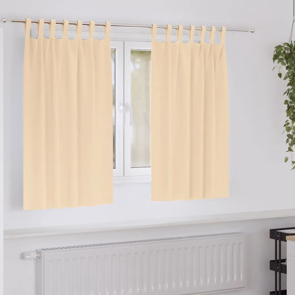 Set di 2 tende blackout vidaXL con anelli in poliestere, colore beige, L 140 cm x H 140 cm