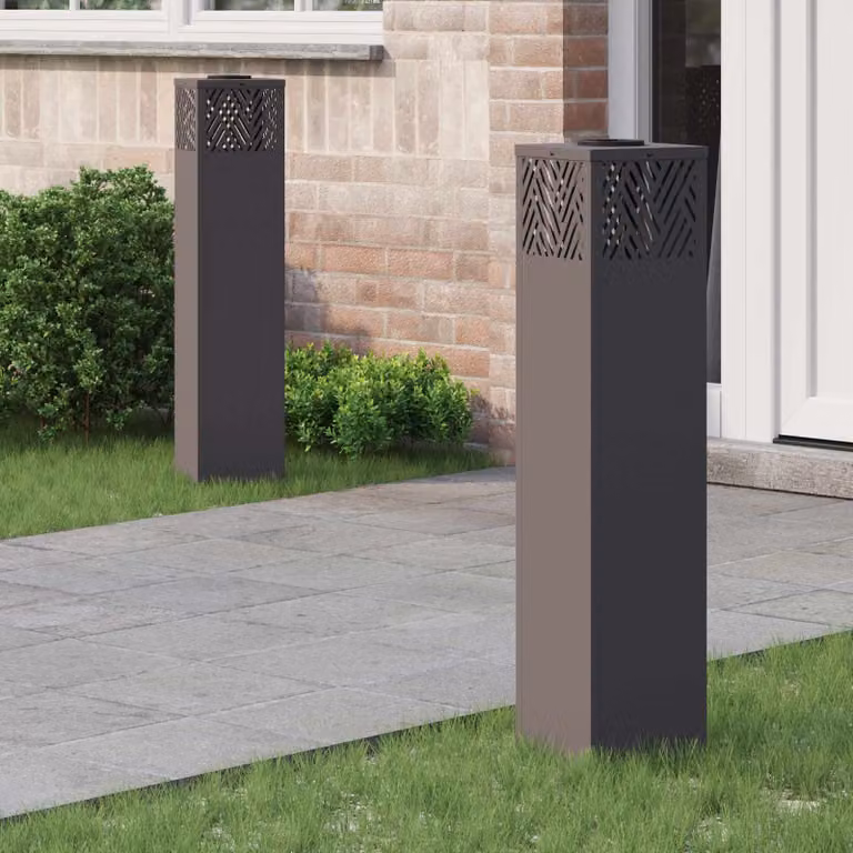 Set di 2 faretti LED solari vidaXL per sentieri e giardino, colore nero, con sensore crepuscolare, L/P/H: 18 x 18 x 80 cm