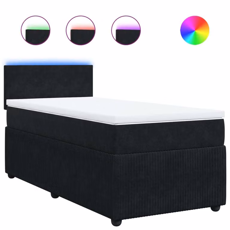 Giroletto a Molle con Materasso Nero 90x190 cm in Velluto