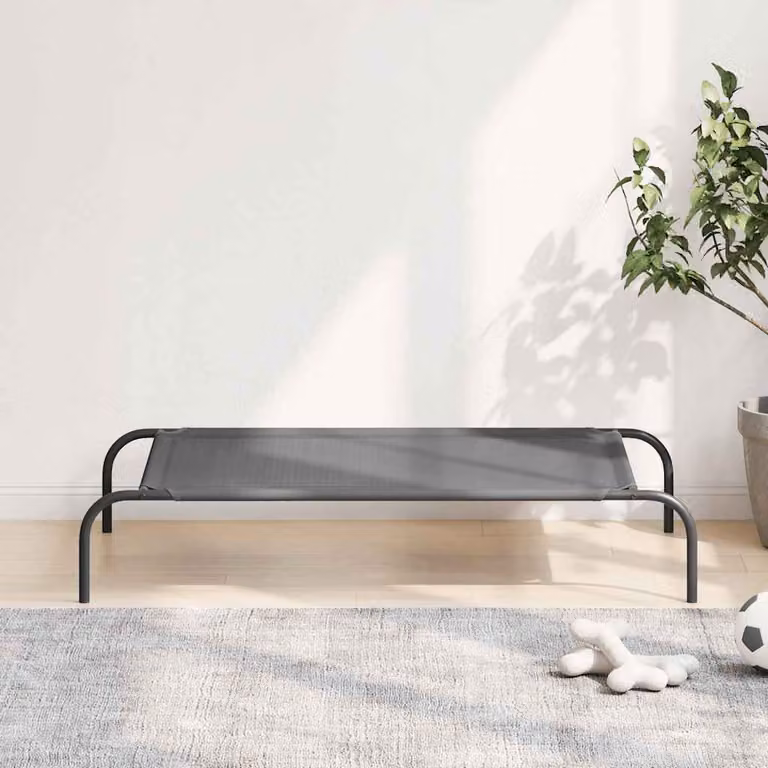 Cuccia per cani rialzata vidaXL in textilene e acciaio, grigia, L 110 cm x P 65 cm x H 20 cm