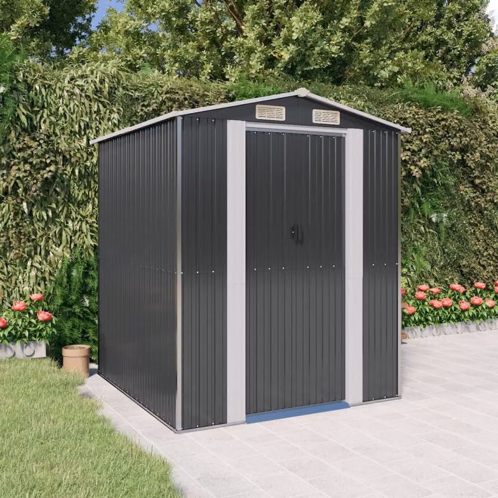 Capanno da giardino vidaXL in acciaio zincato antracite L/P/H: 192 x 191 x 223 cm