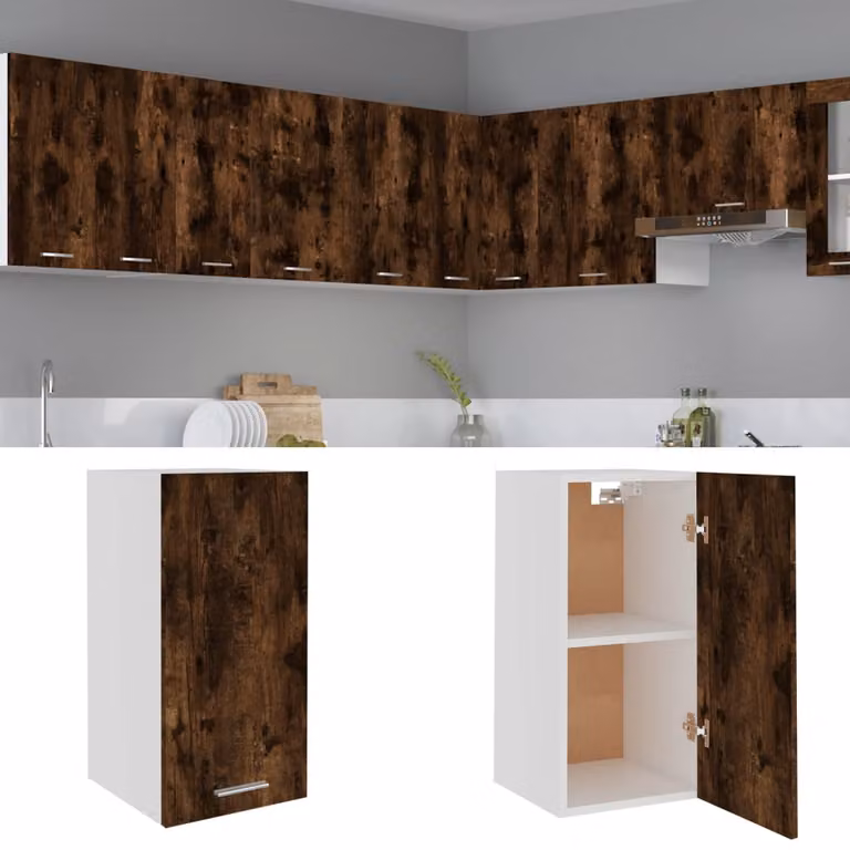 Pensile da cucina moderno vidaXL Lyon in Rovere Fumo con ante a battente, L 29,5 cm x P 31 cm x H 60 cm