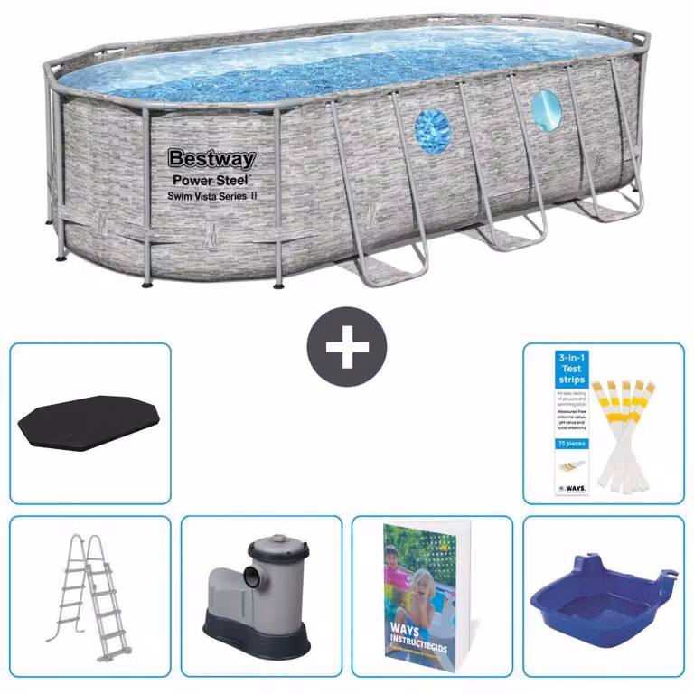 Bestway Power Steel, piscina ovale - 549x274x122 cm - composta da 5 parti, modello S662