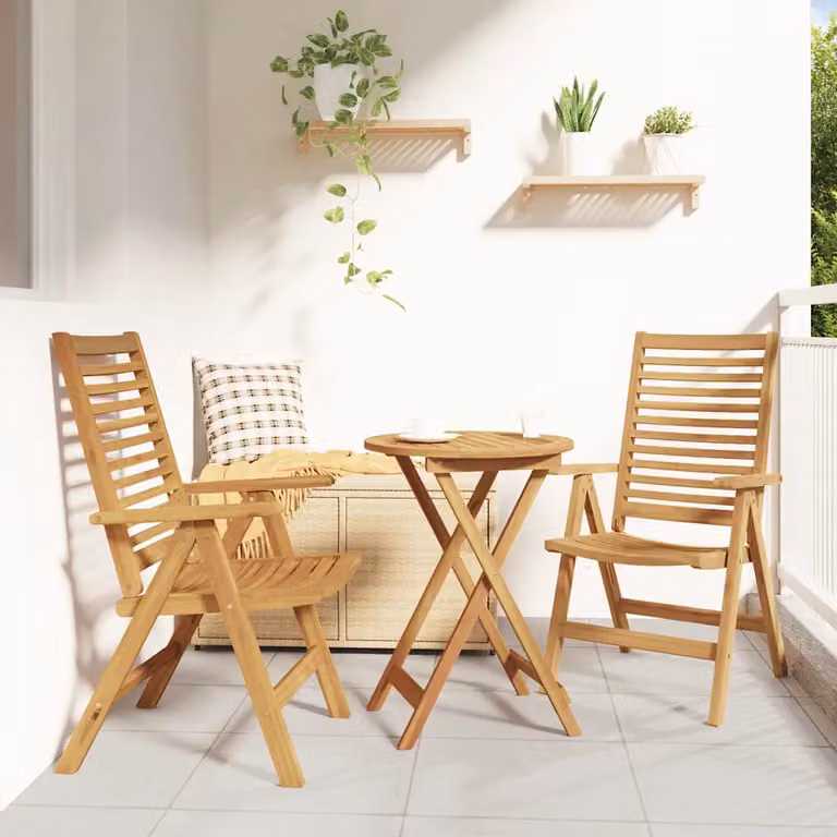 Set di 2 sedie da giardino vidaXL in legno di teak massiccio marrone con braccioli