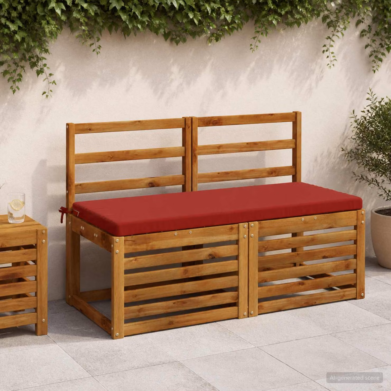 Set di 2 cuscini per panchina vidaXL SOEST in poliestere rossi, L 120 x P 50 x H 50 cm