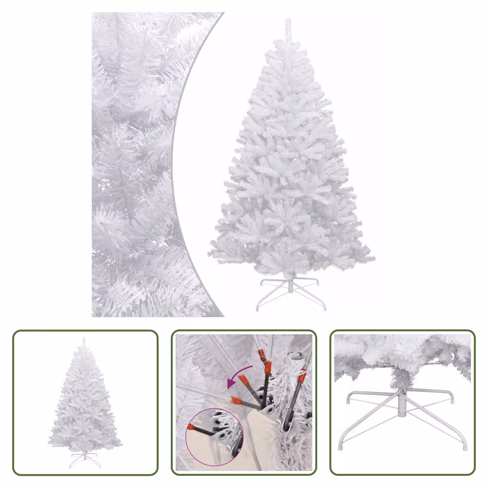 The Living Store Albero di Natale Artificiale Pieghevole Coperto di Neve 120 cm