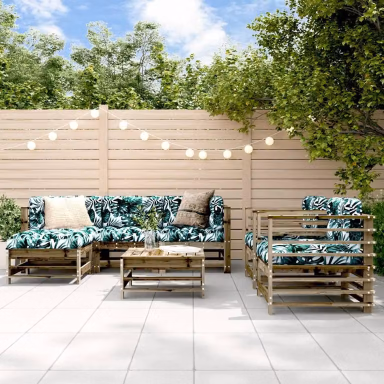 Maison Exclusive - Set da giardino da 7 pezzi con cuscini, in legno di pino trattato